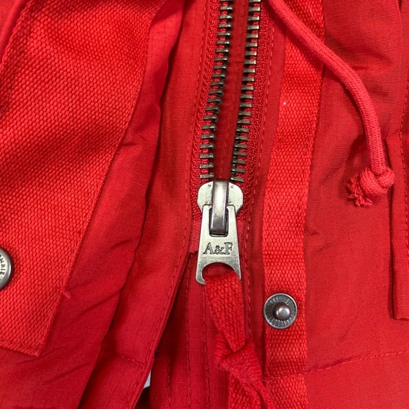Abercrombie & Fitch Jacket Womens Small Red Hooded Parka Water Wind Resistant - Picture 14 of 16